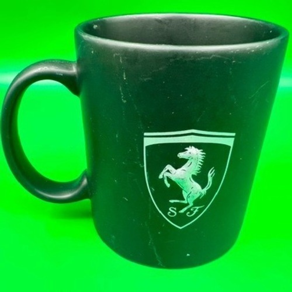 Ferrari Coffee Mug Unisex OS Black Matte Finish Silver Shield Logo SF Racing
